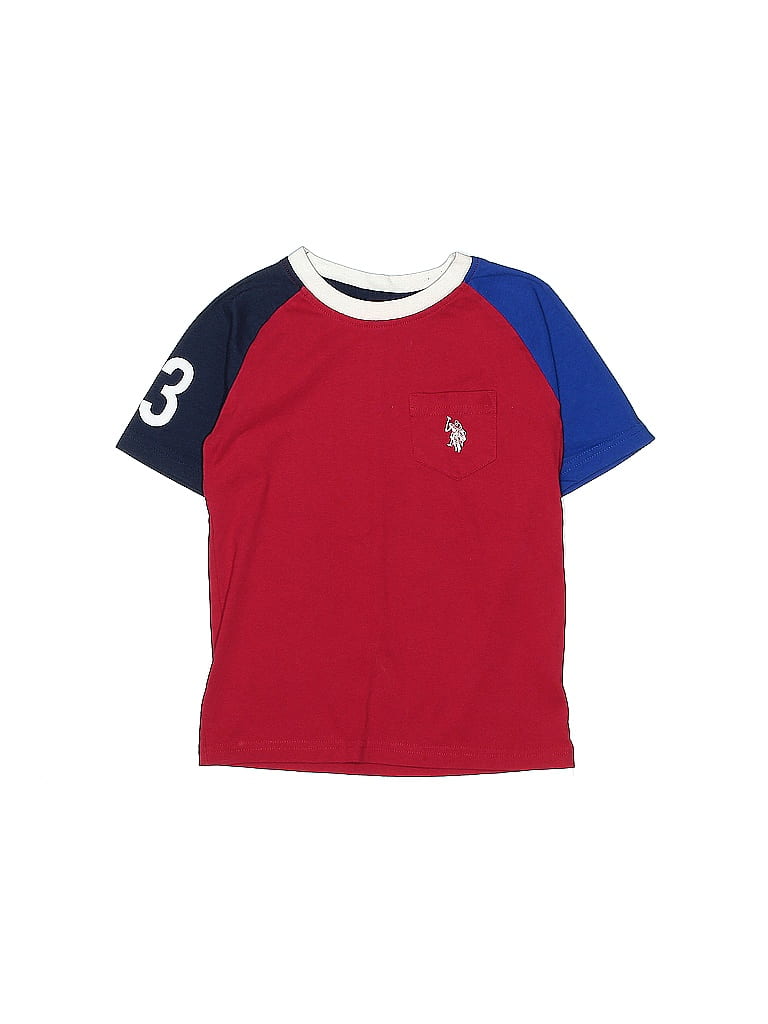 U.S. Polo Assn. Color Block Red Short Sleeve T-Shirt Size 4 - photo 1