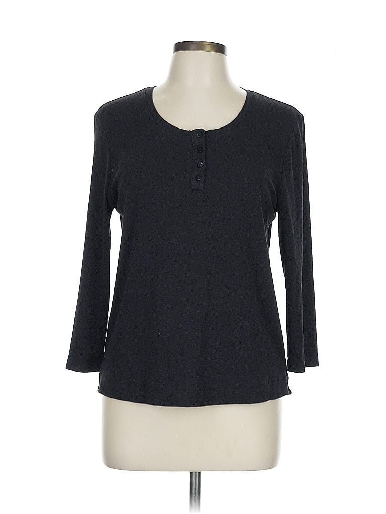 Pre-owned Marled By Reunited Long Sleeve Henley Shirt In Black