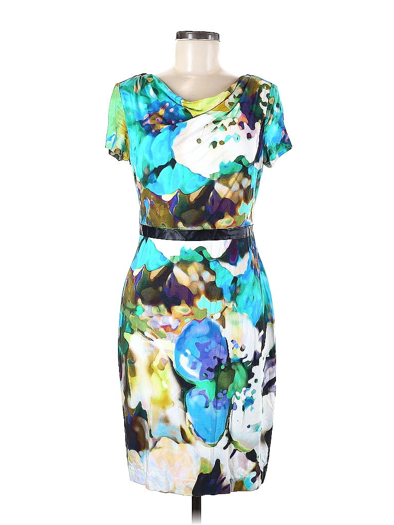 Kay Unger Graphic Teal Cocktail Dress Size 6 - photo 1