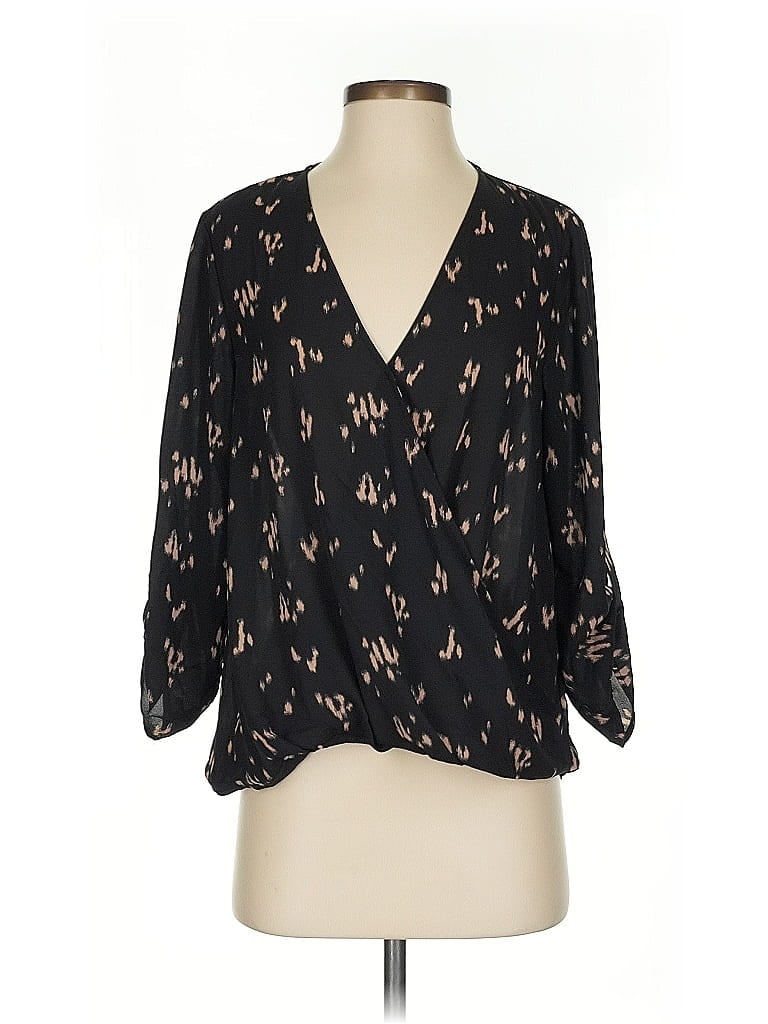 Pre-owned All In Favor Long Sleeve Blouse In Black