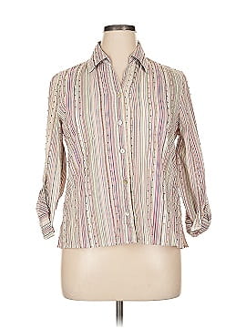 Alfred Dunner 3/4 Sleeve Button Down Shirt