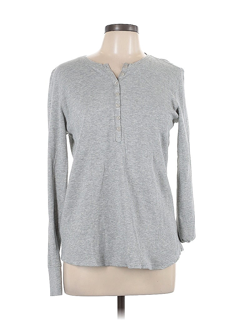 Pre-owned Unbranded Long Sleeve Henley Shirt In Gray