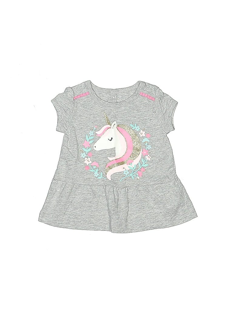 CARTER'S Pre-owned Babies' Short Sleeve Top Gray Keyhole Neckline Tops