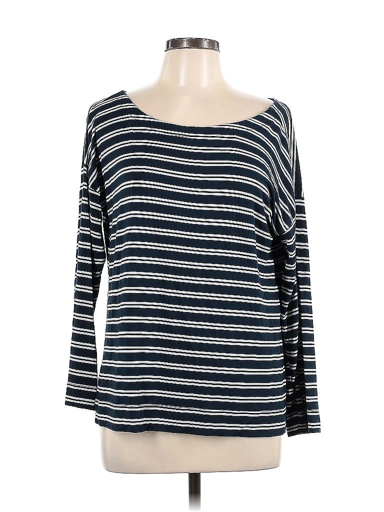 Pre-owned Ann Taylor Loft Outlet Long Sleeve Top Blue Boatneck Tops