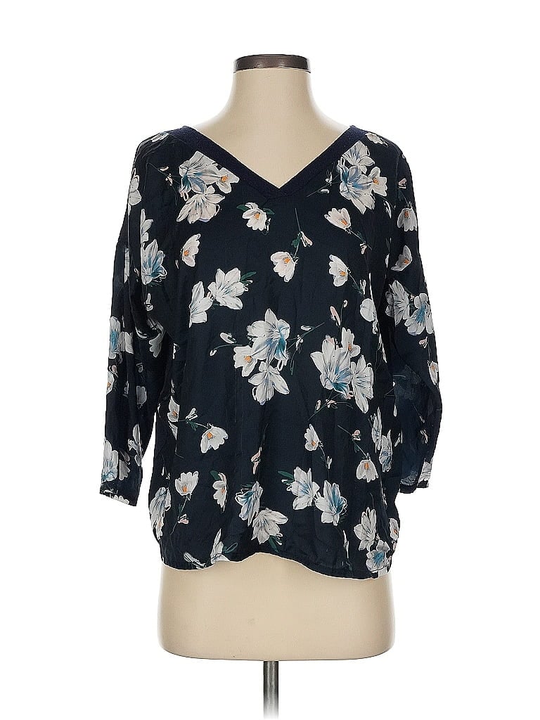 Pre-owned Mango 3/4 Sleeve Blouse In Blue