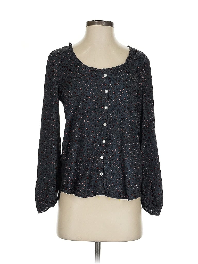 Pre-owned Left Coast By Dolan Long Sleeve Blouse In Black