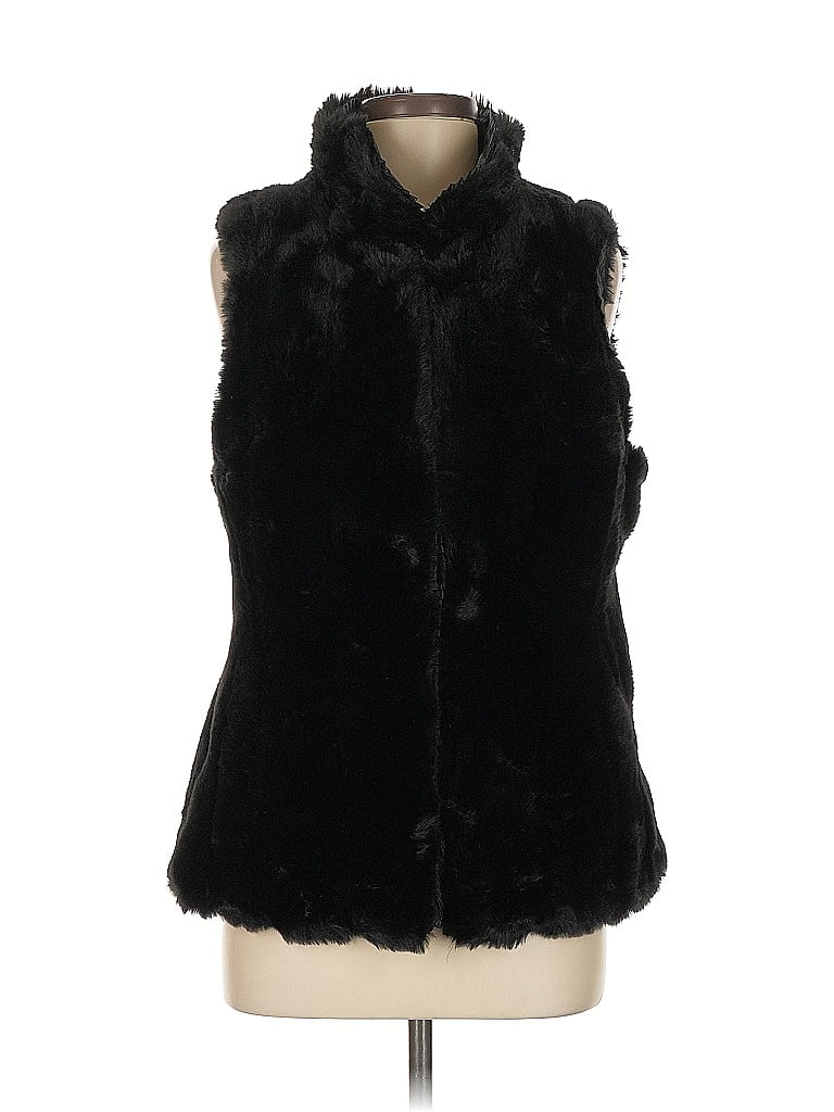 Gilet En Fausse Fourrure Noire Worthington Taille XL Femme - Occasion En Excellent état, Doublure Polyester