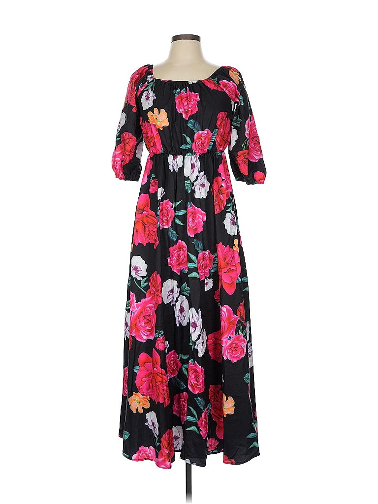 Unbranded 100% Polyester Floral Black Casual Dress Size L - 60% off ...