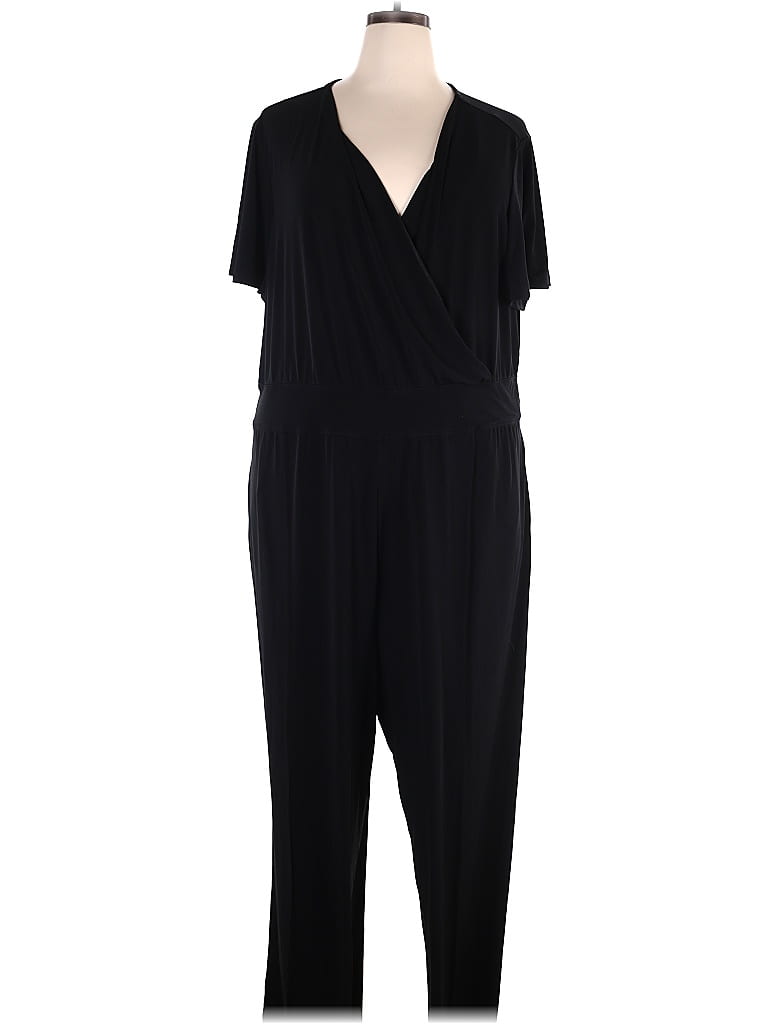 Lane Bryant Jumpsuit Romper Women’s 18/20 Black Liquid Knit Sleeveless  Jumper