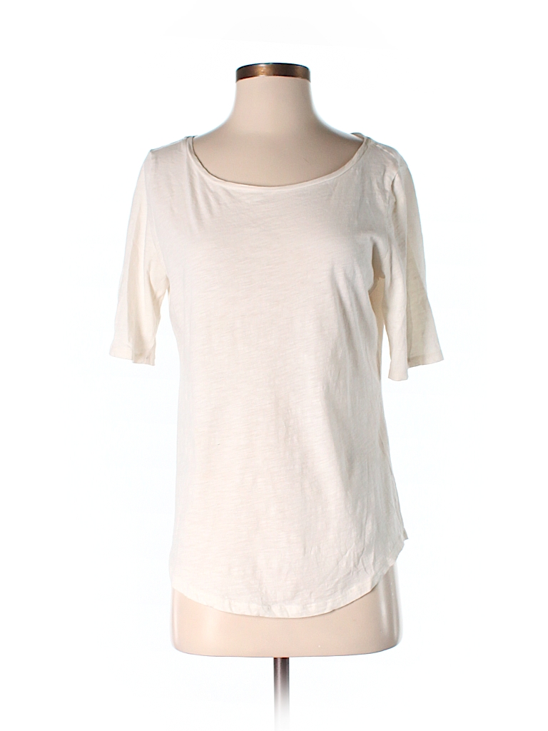 Ann Taylor LOFT Solid Beige Short Sleeve T-Shirt Size M - 55% off | thredUP