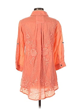 Karyn Seo Yanic Floral Embroidery Long Sleeve Point Collar outlet Button Front HighLow