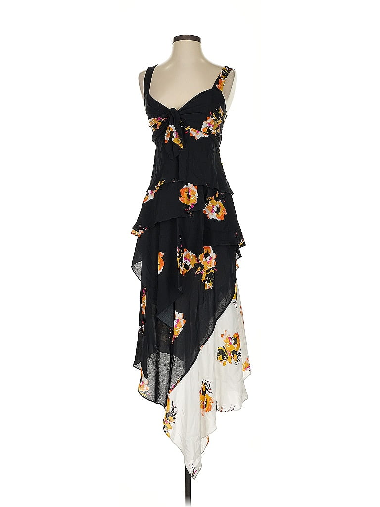 A.L.C. 100% Silk Floral Black Cocktail Dress Size 4 - photo 1