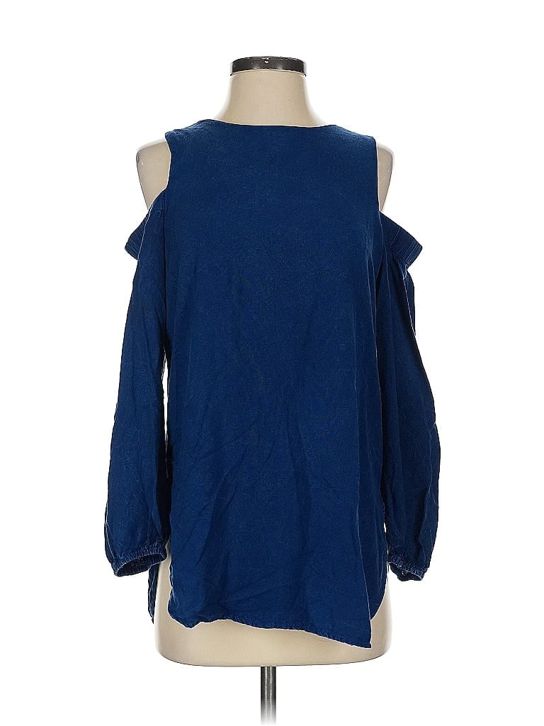 Pre-owned Style Envy Long Sleeve Blouse In Blue