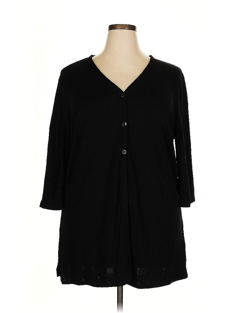 Herman Geist Black 3/4 Sleeve Button-Down Shirt Size 2X - photo 1
