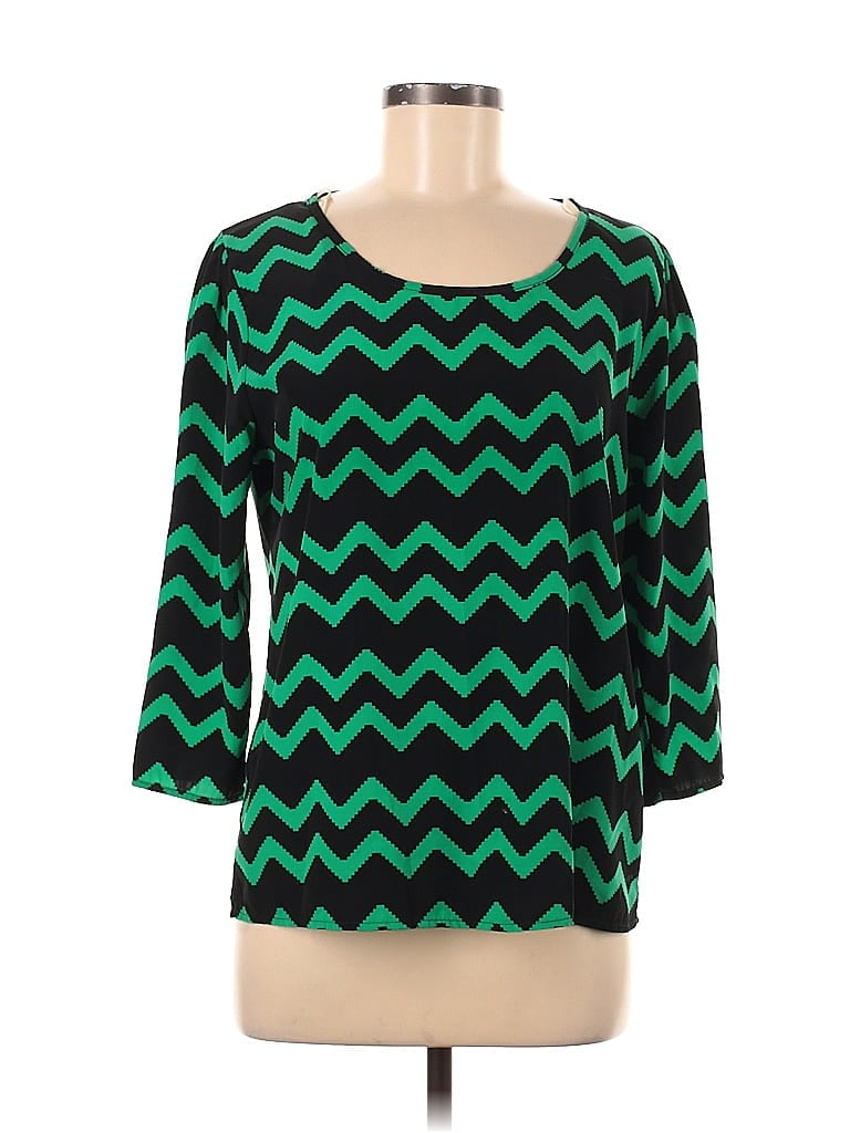 Peach Love Cream California 100% Polyester Green 3/4 Sleeve Top Size M - photo 1