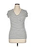 Max Studio Stripes Gray Short Sleeve T-Shirt Size XL - photo 1