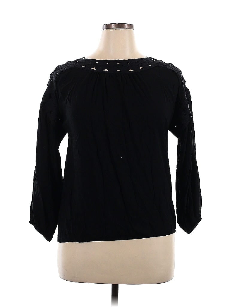 Pre-owned Sophie Max 3/4 Sleeve Blouse In Black