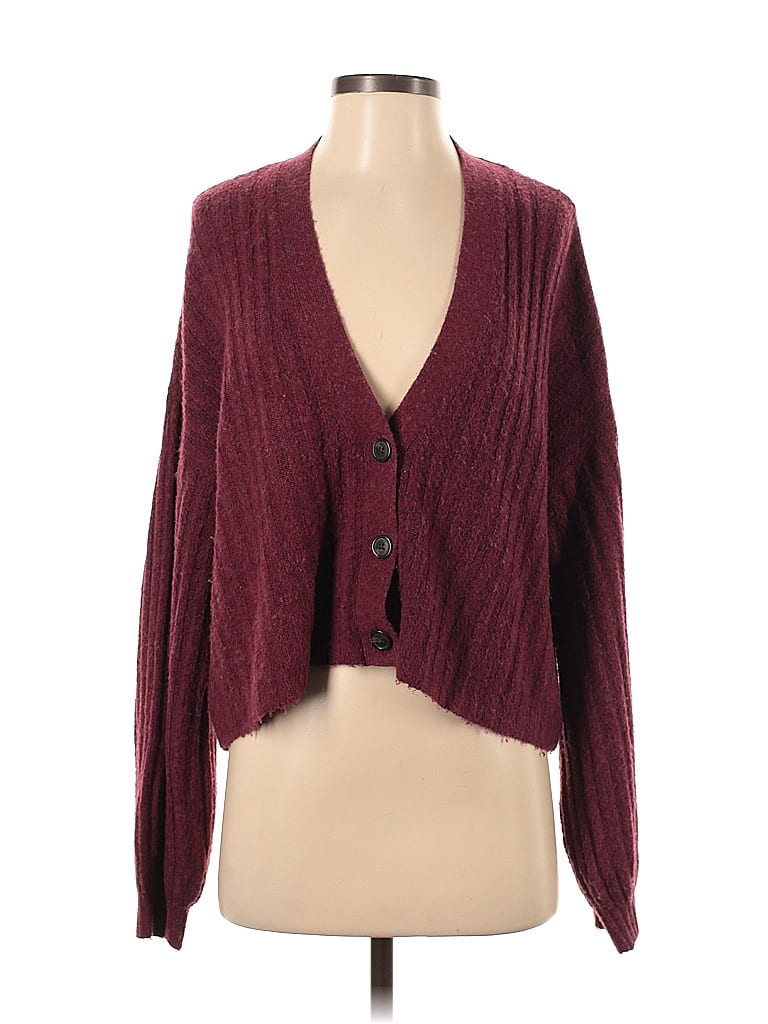 Cardigan en maille côtelée – Bordeaux – Femme – FR