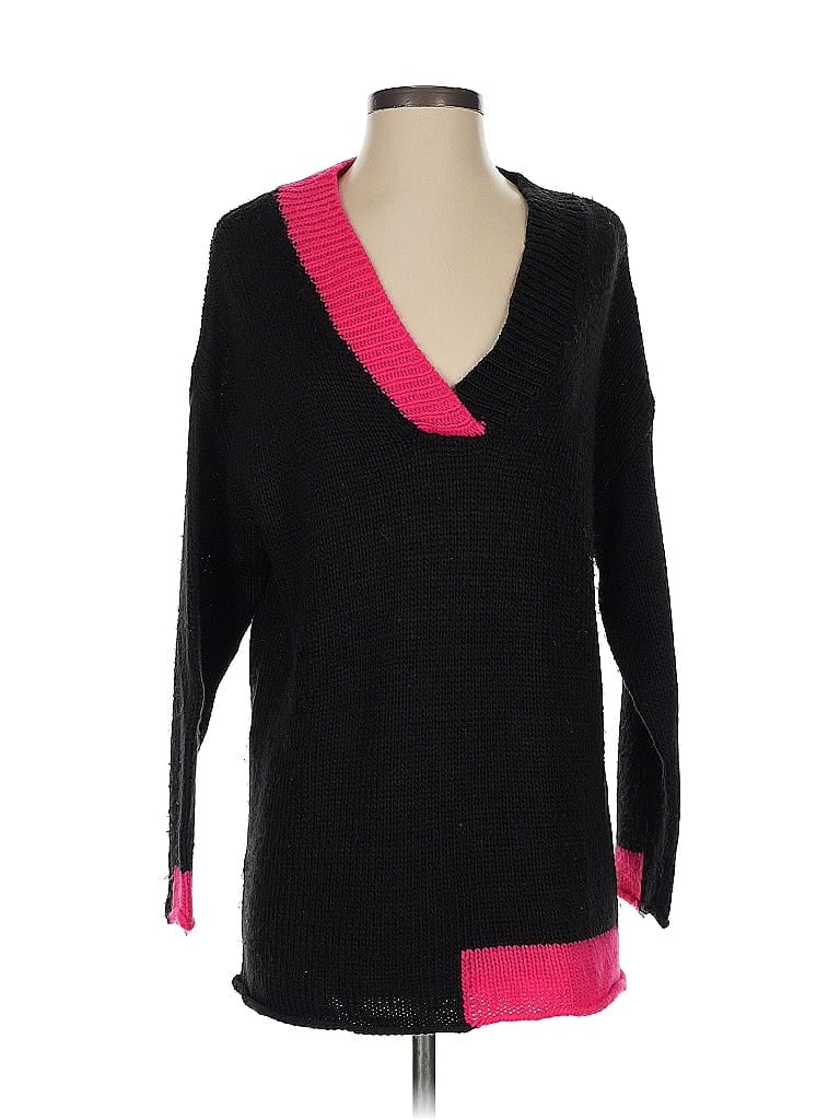 Caryn Vallone 100% Acrylic Color Block Black Pullover Sweater Size S - photo 1