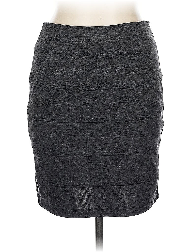 Basic House Solid Gray Casual Skirt Size L - photo 1