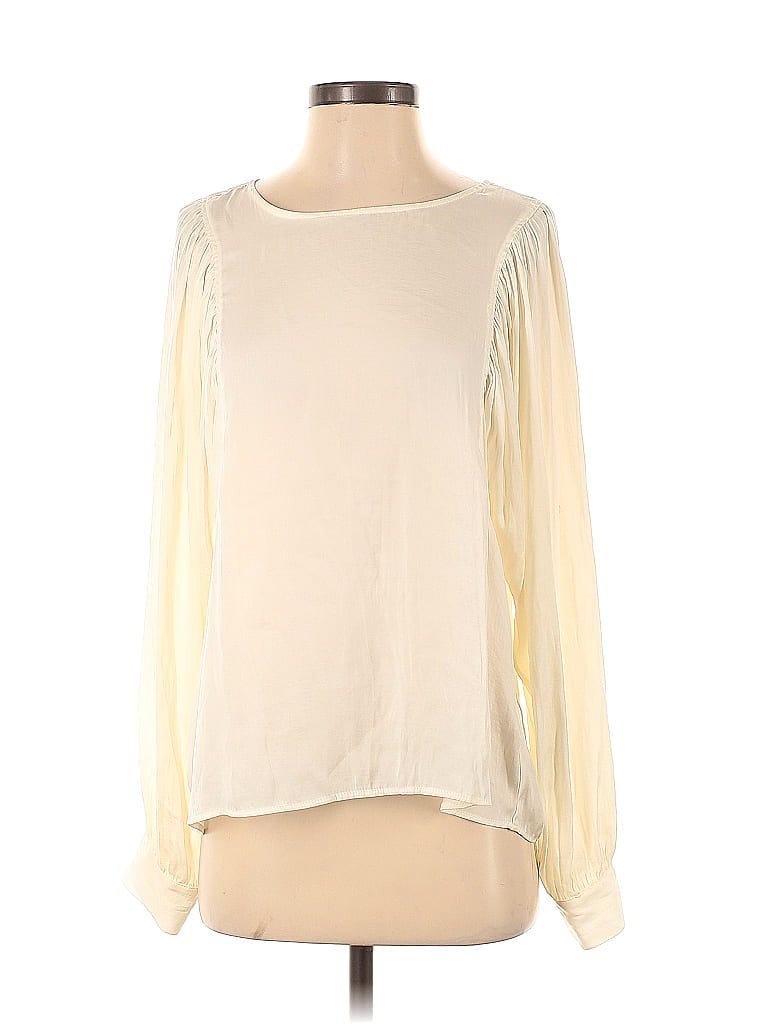 Pre-owned Dolan Long Sleeve Blouse In White