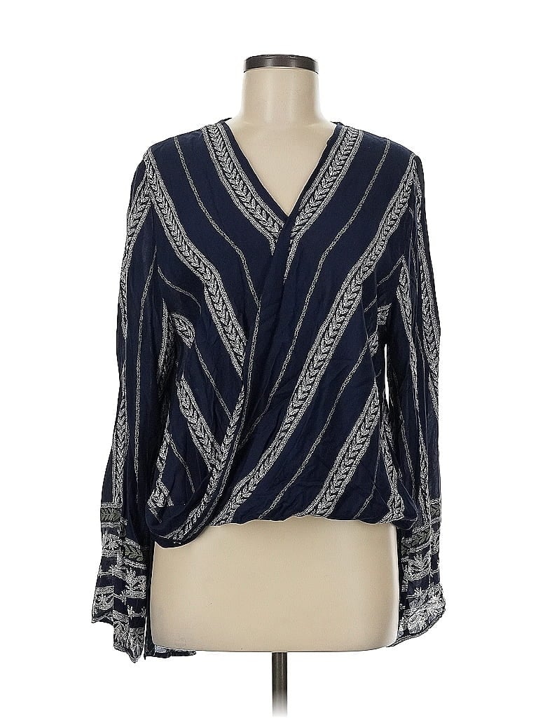 Elan 100% Rayon Blue Long Sleeve Blouse Size M - photo 1