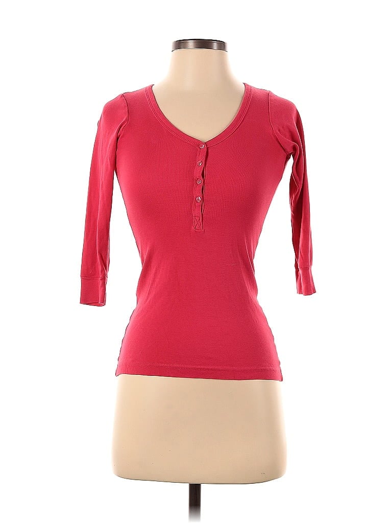 Max Rave 100% Cotton Red 3/4 Sleeve Henley Size XS - photo 1