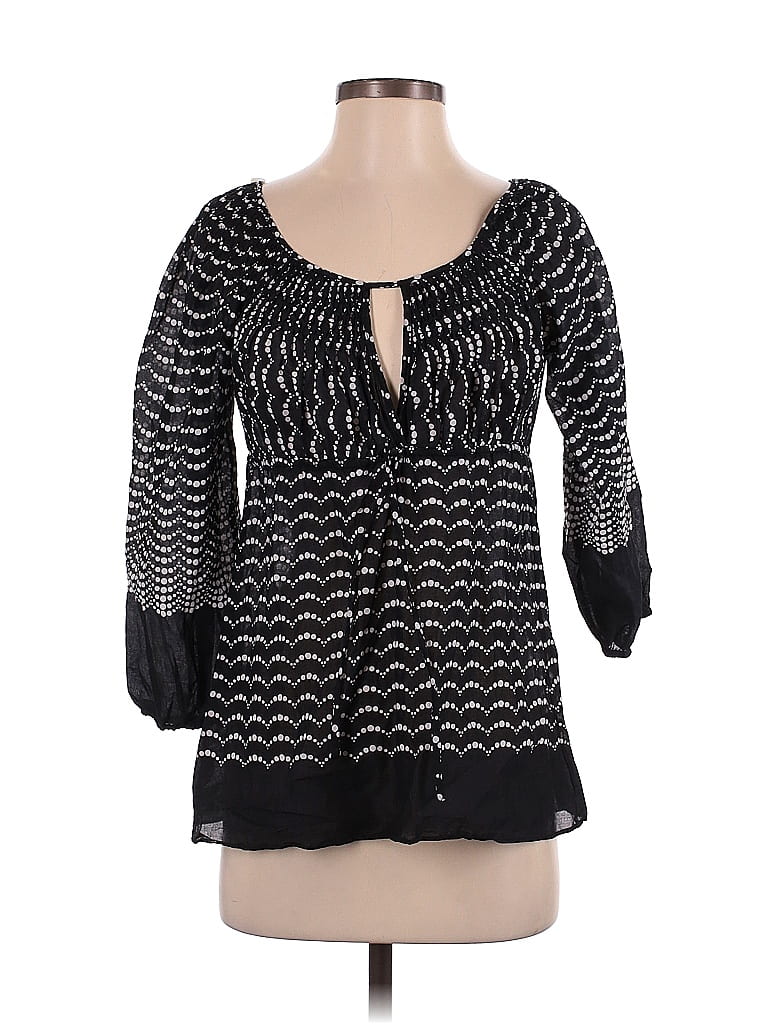 Pre-owned Bcbgmaxazria 3/4 Sleeve Blouse In Black
