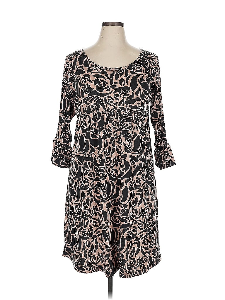 Flirty Pink Paisley Black Casual Dress Size 1X - photo 1