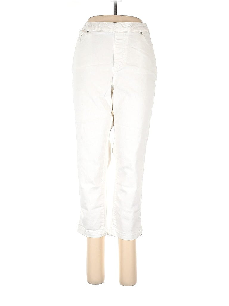 DG^2 by Diane Gilman Solid Ivory Casual Pants Size L - photo 1