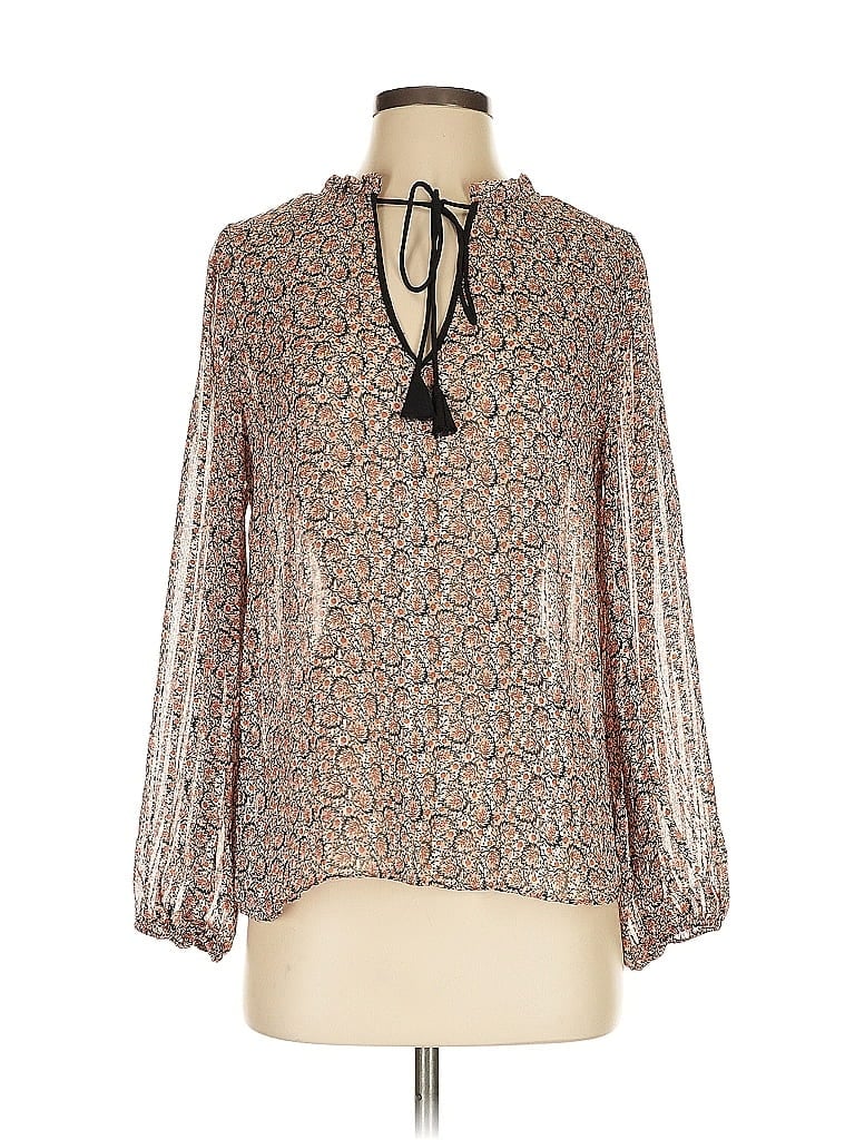 Pre-owned Mng Long Sleeve Blouse In Brown
