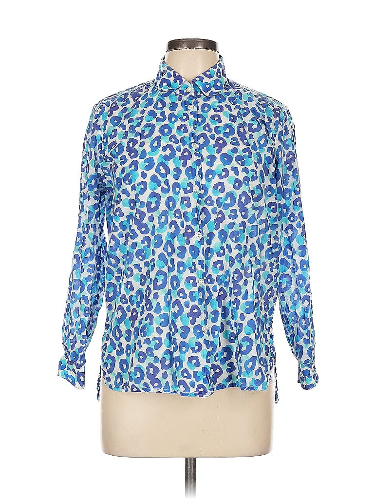 Vilagallo Andy Leopard And Star Print Blouse With Frill Collar Off White/navy