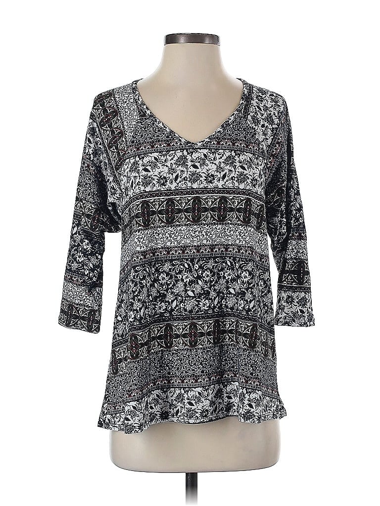 Pre-owned Agnes & Dora 3/4 Sleeve Top Gray V Neck Tops