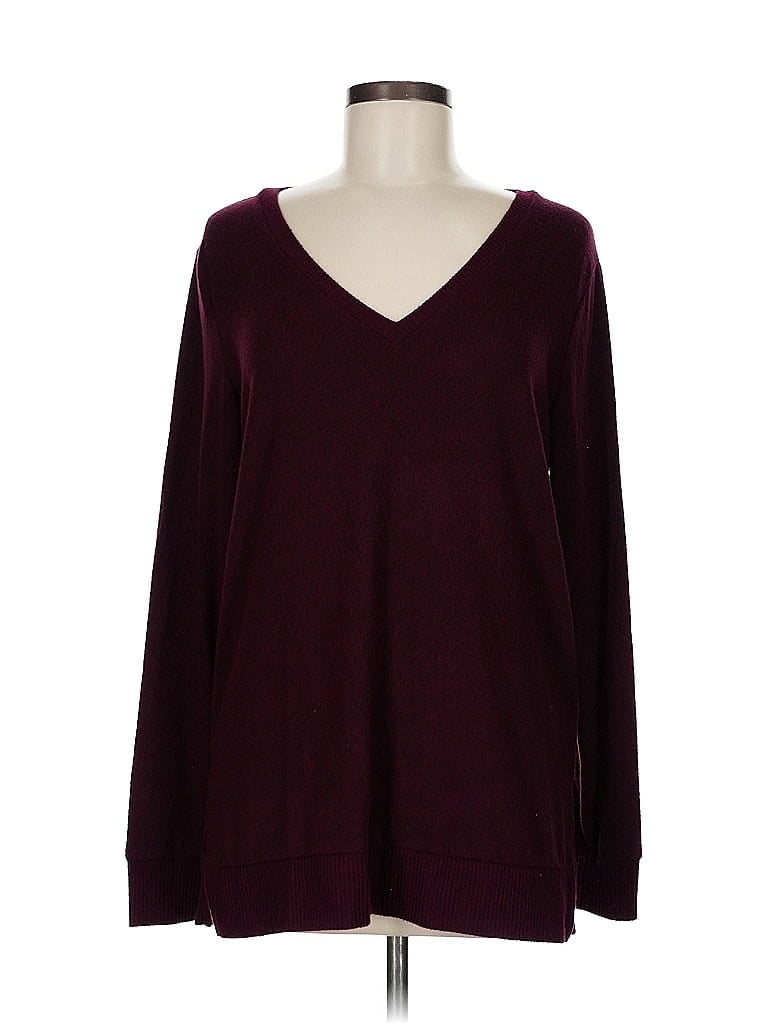 Pre-owned Lucky Brand Pullover Sweater In Burgundy