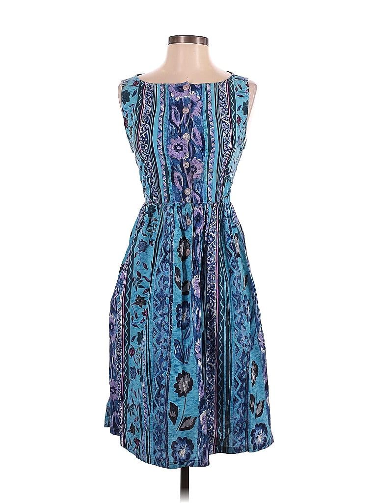 Phases 100% Cotton Paisley Blue Casual Dress Size S - photo 1