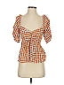 Saylor 100% Viscose Orange Short Sleeve Blouse Size S - photo 1