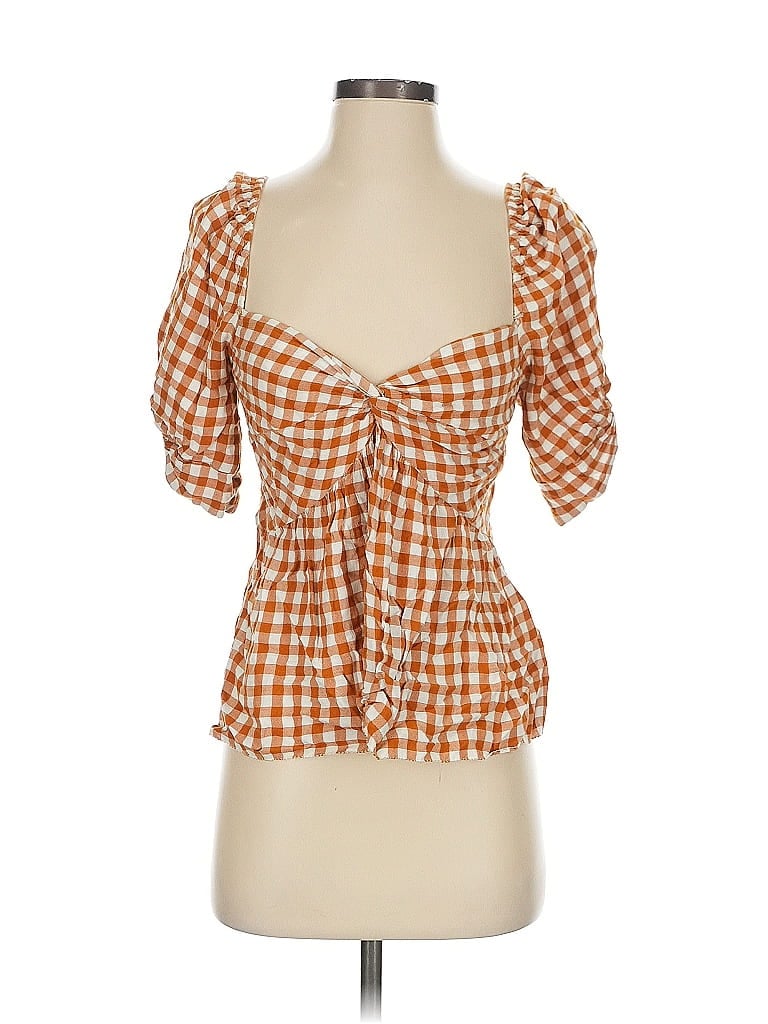 Saylor 100% Viscose Orange Short Sleeve Blouse Size S - photo 1