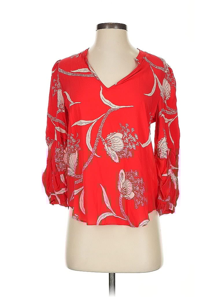 Pre-owned Joie 3/4 Sleeve Blouse In Red