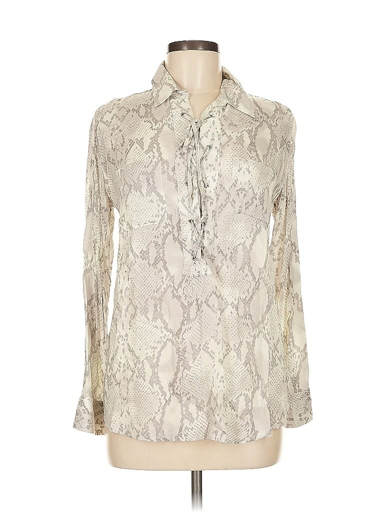 Pre-owned Olivaceous Long Sleeve Blouse In White