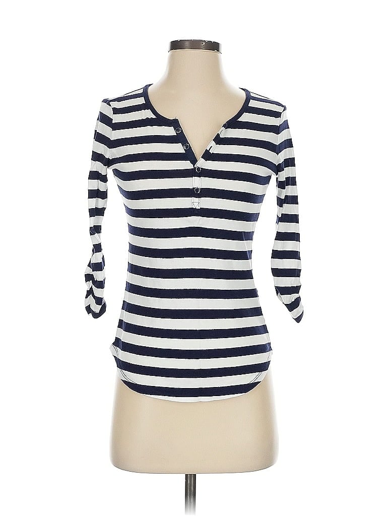 Pre-owned Ny & C 3/4 Sleeve Henley Shirt In Blue