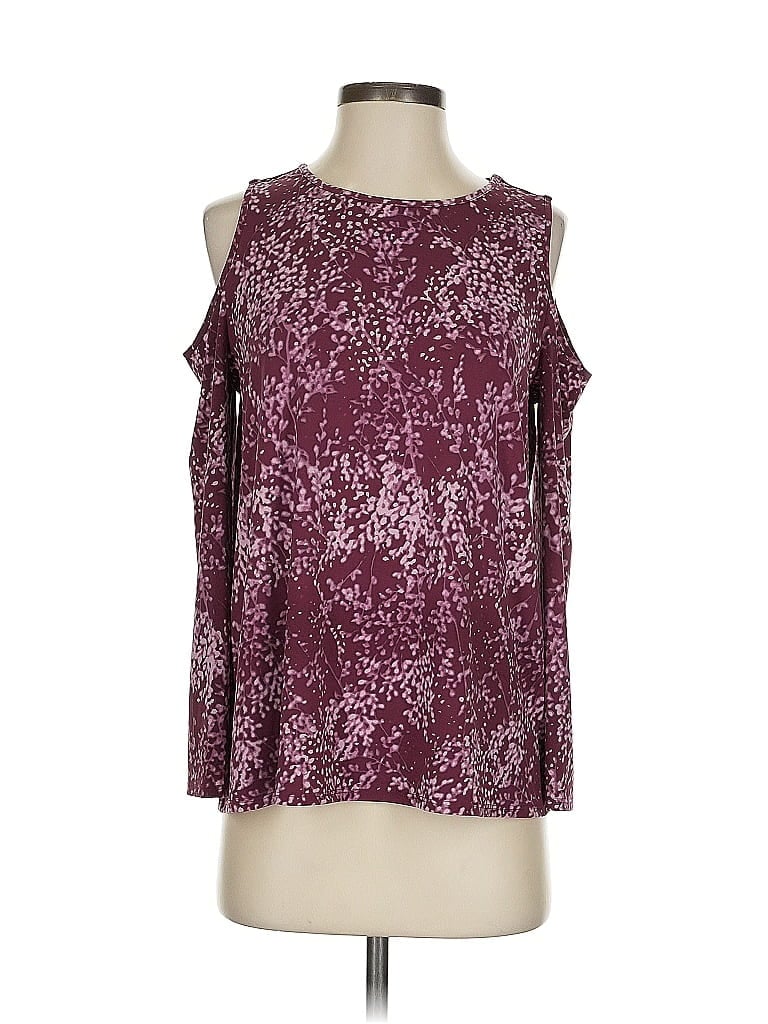 Pre-owned H By Halston Tank Top Burgundy Cold Shoulder Neckline Tops