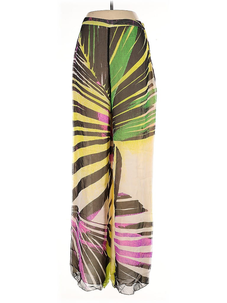 Socapri 100% Silk Tropical Green Silk Pants Size EU (IT) 42 / US 6 - photo 1