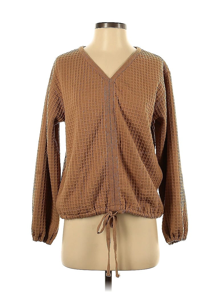 Pre-owned Max Studio Long Sleeve Blouse In Brown