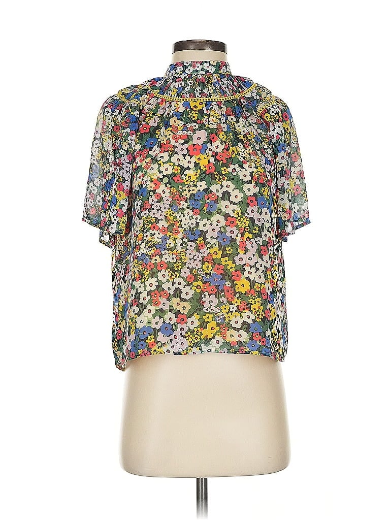 Pre-owned Ann Taylor Short Sleeve Blouse In Silver