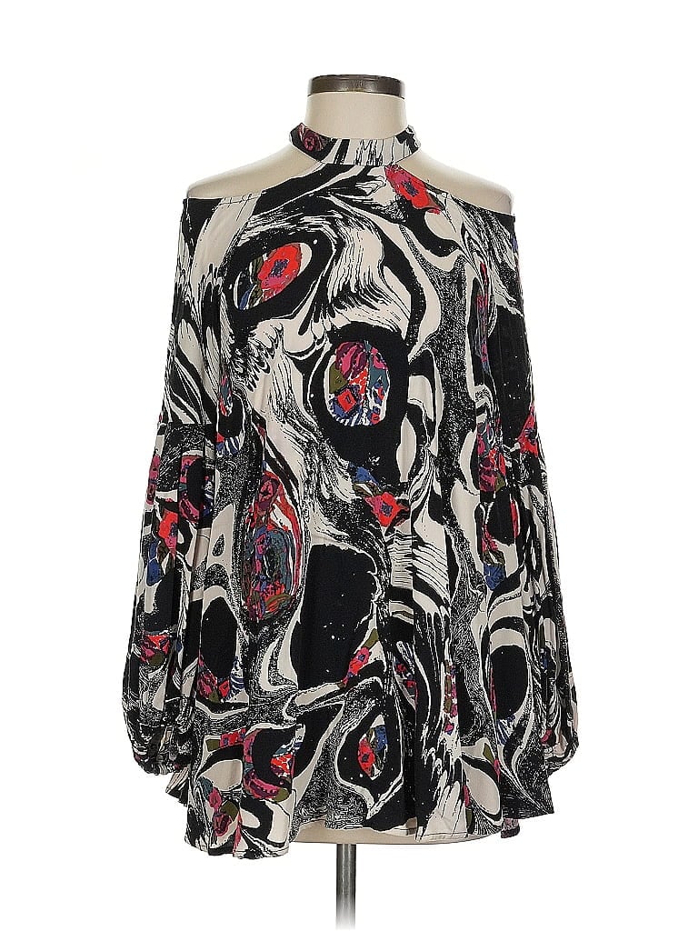 Pre-owned Free People Long Sleeve Blouse In Black