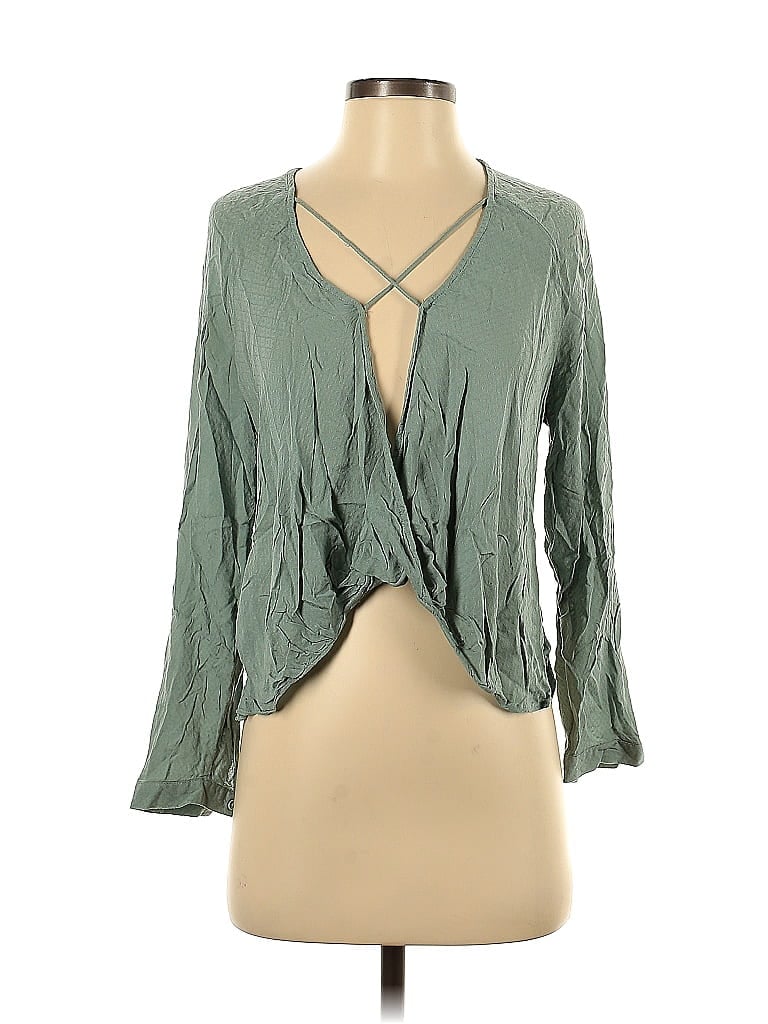 Pre-owned Silence And Noise Long Sleeve Blouse In Green