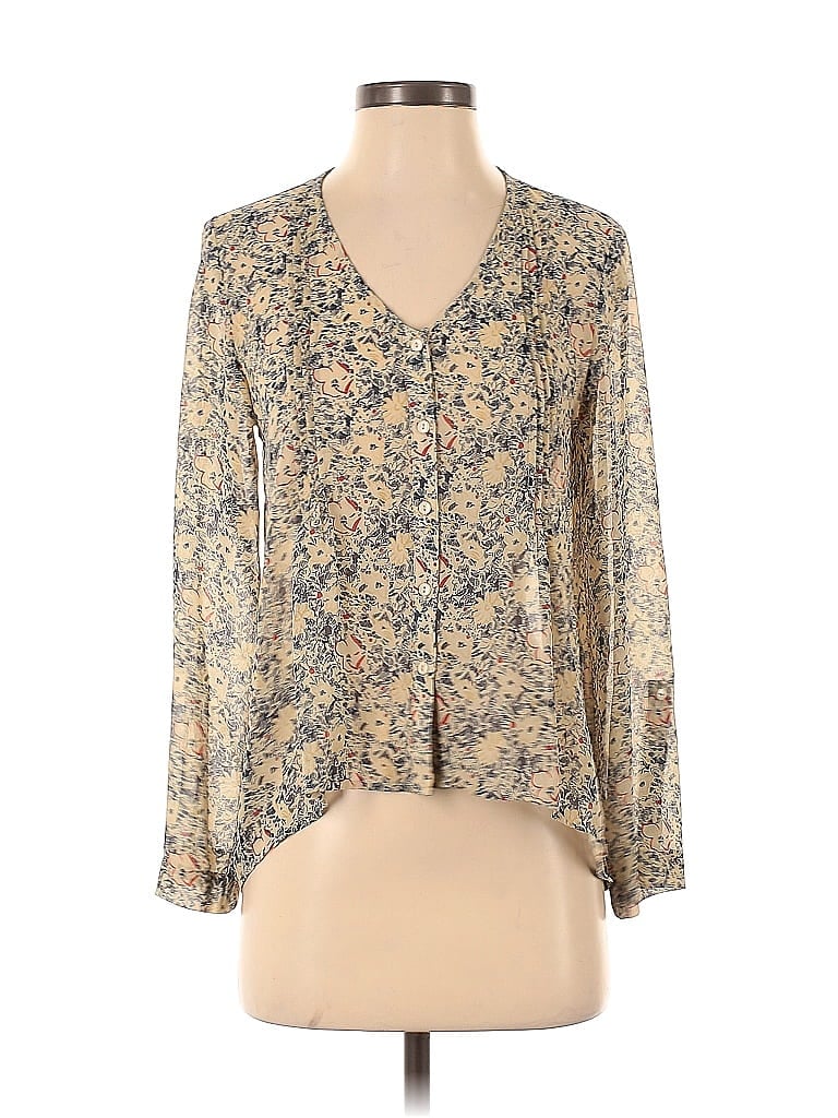 Pre-owned Pins And Needles Long Sleeve Blouse In Brown