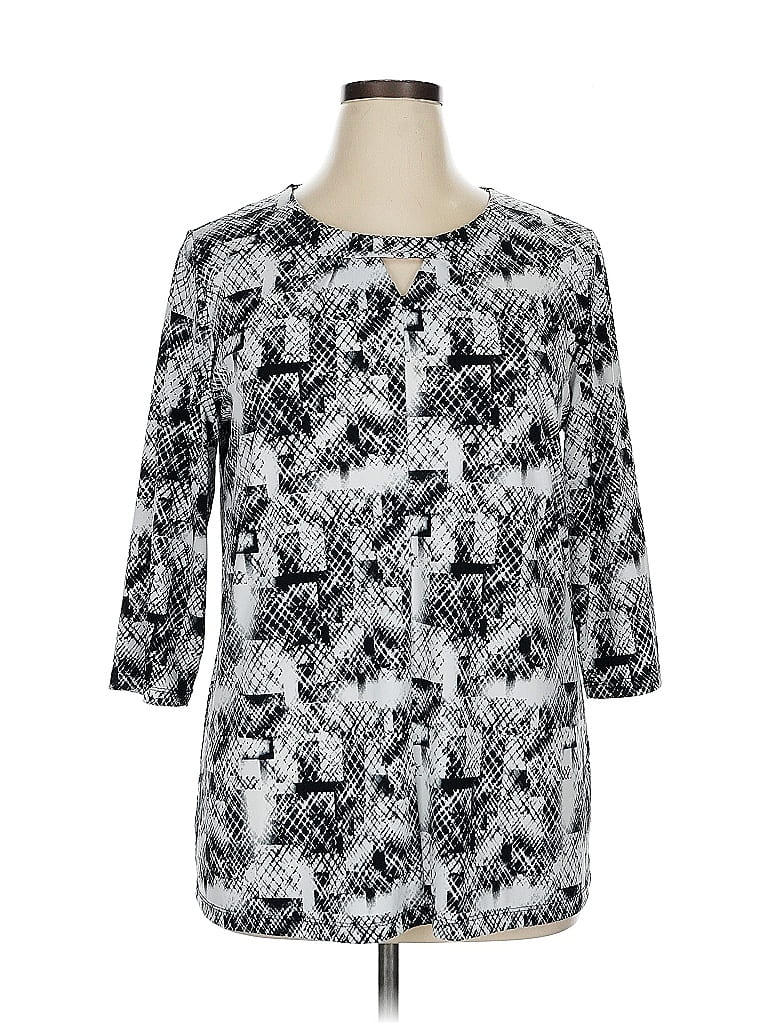 Pre-owned Cj Banks 3/4 Sleeve Blouse In Silver