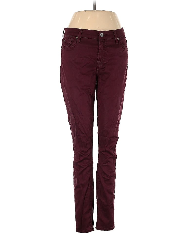 Pre-owned 7 For All Mankind Jeans In Burgundy