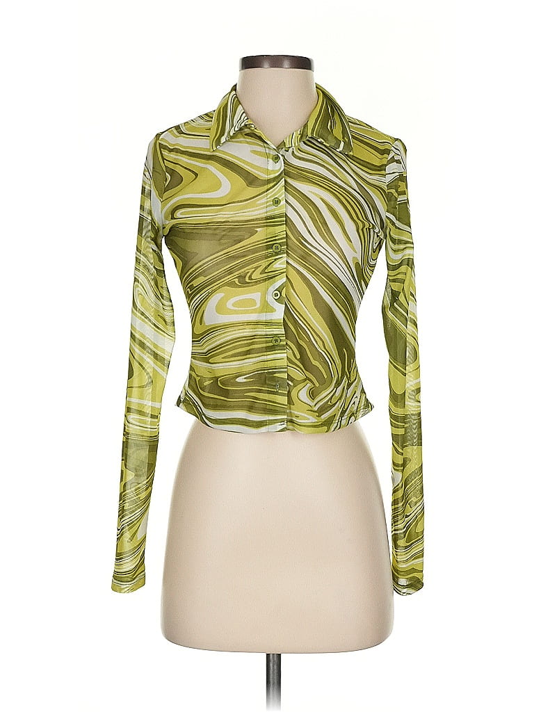 Pre-owned Garage Long Sleeve Blouse In Green